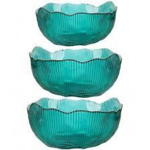 Набор цветных салатников 3шт рельефное стекло 12,5х16х20см