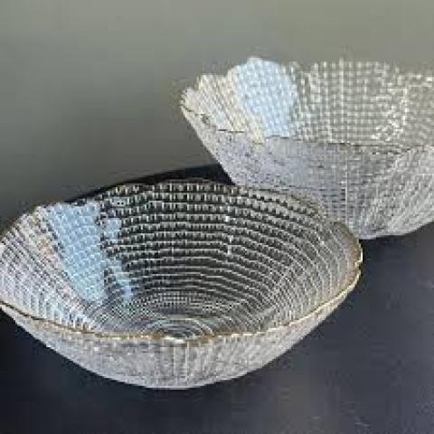 Салатник Diamante стекло, прозрачный с золотой каймой