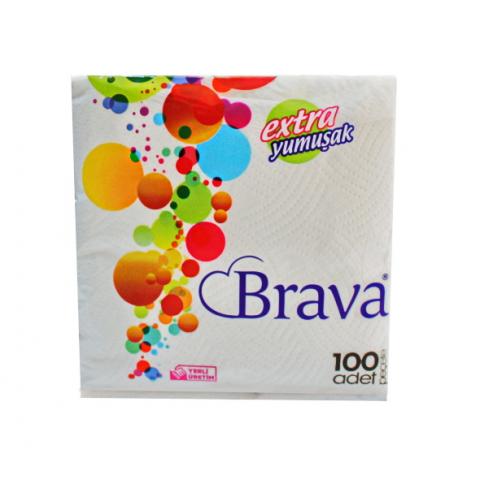 Салфетки бумажные "BRAVA Extra" 100шт