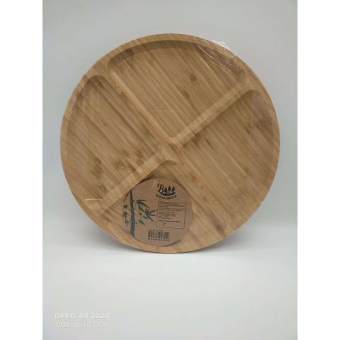 Тарелка с разделами бамбук 30х30x1,7см с подставкой